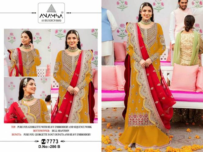 Anamsa 286 A To D Hit Colors Embroidery Georgette Pakistani Suits Wholesale Market In Surat
